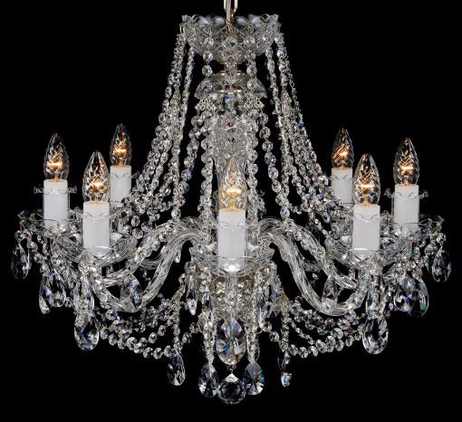 Eight Light Silver & Crystal Chandelier