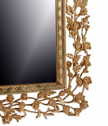 Large Rose Hand-Carved Mirror