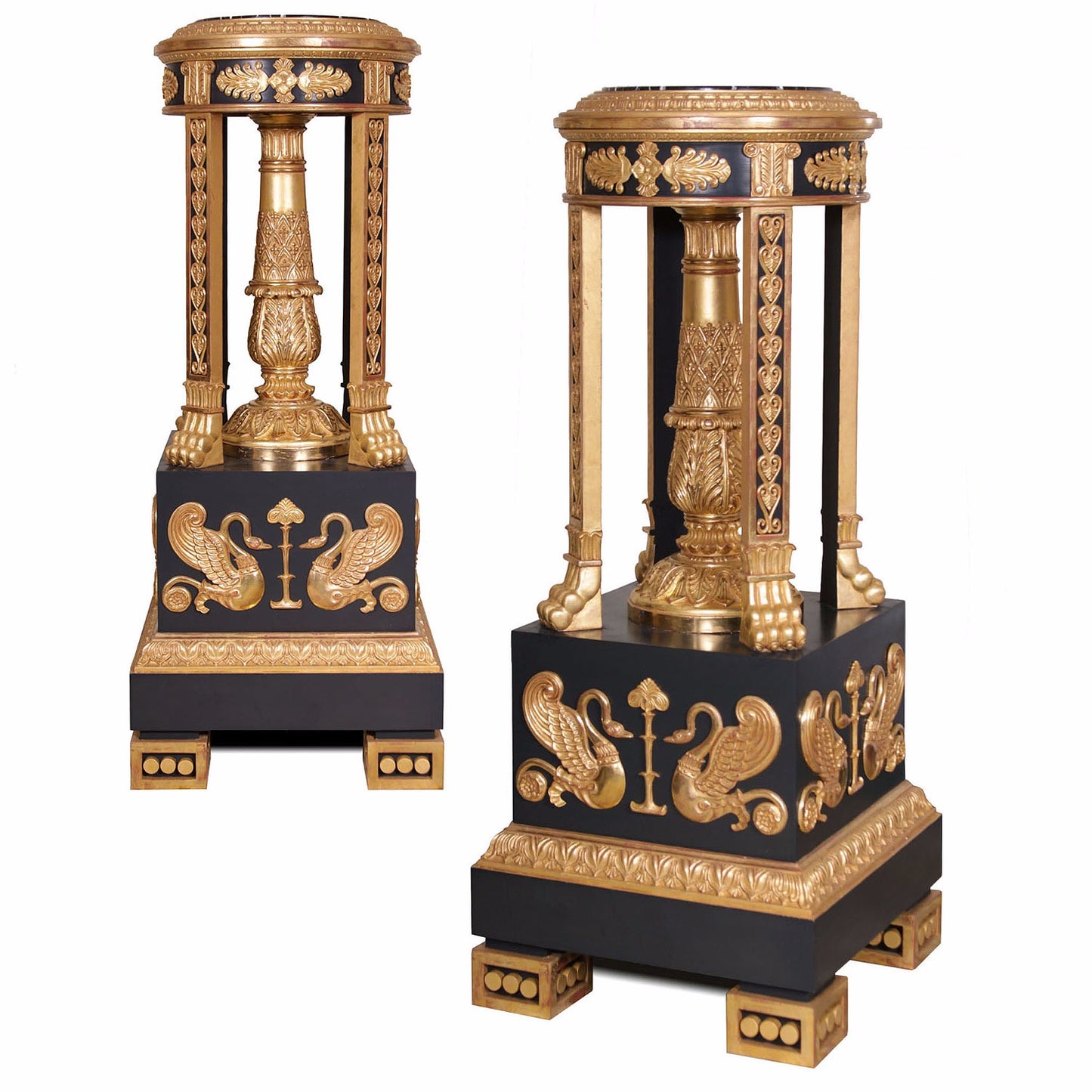 Thomas Hope Style Ebonised & Water Gilded Torchere