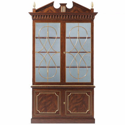 Swirl Mahogany Display Cabinet with Decorative Glazed Doors