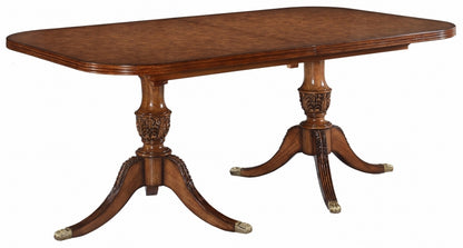 Burr Oak Twin Pedestal Extending Dining Table