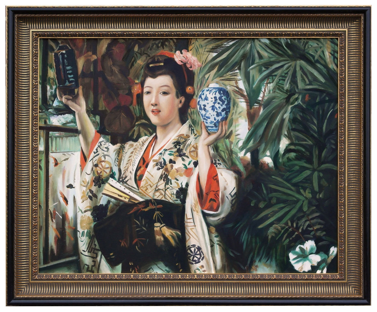 Young Lady Holding Japanese Objects style of James Tissot