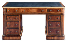 Thomas Hope style mahogany & gilded pedestal desk