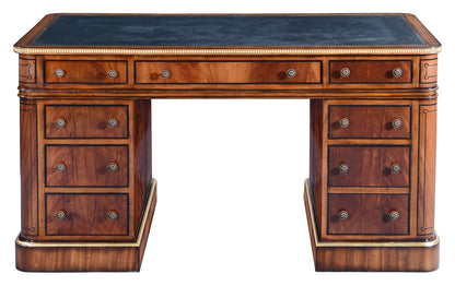 Thomas Hope style mahogany & gilded pedestal desk