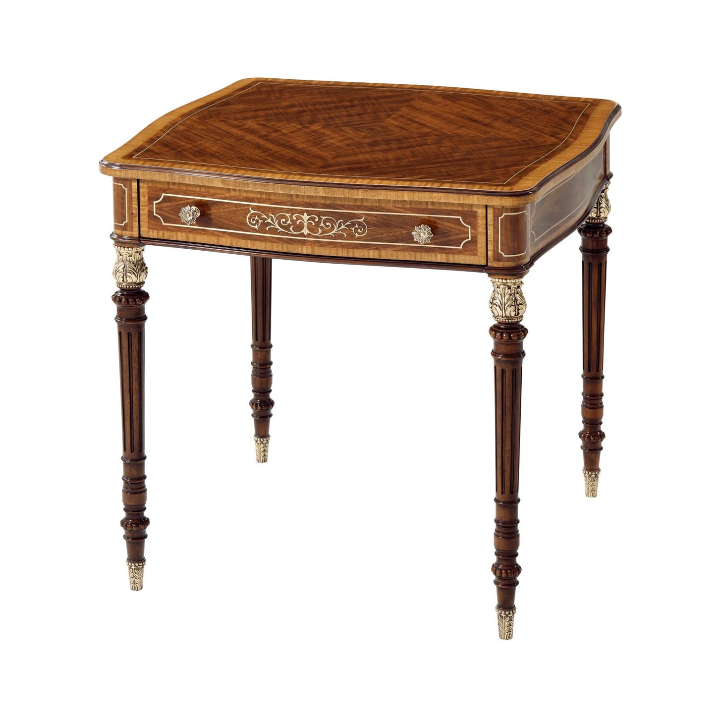 Mahogany and Brass Accent Side Table