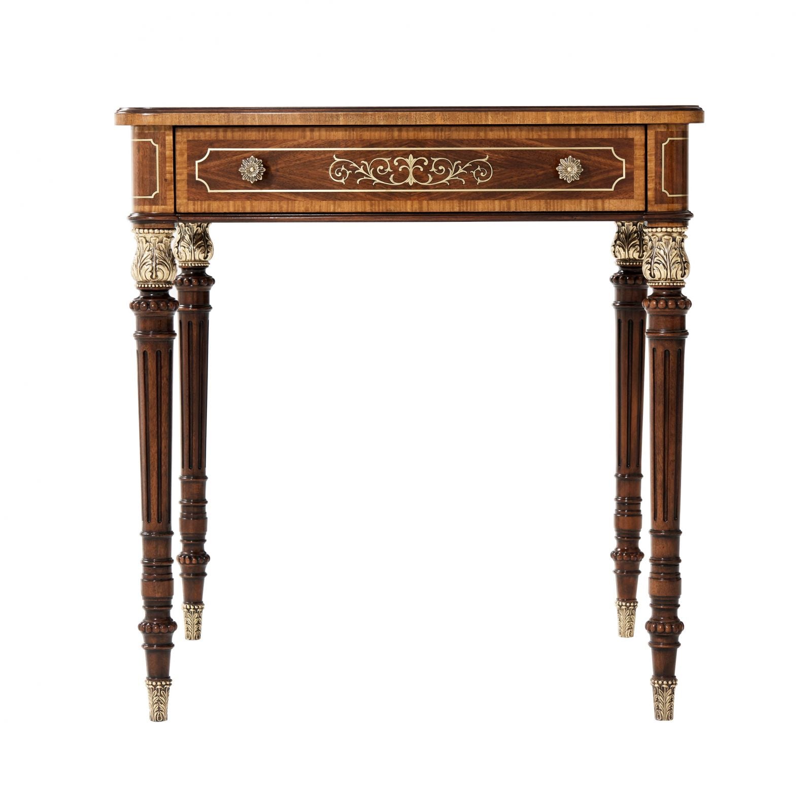 Mahogany and Brass Accent Side Table