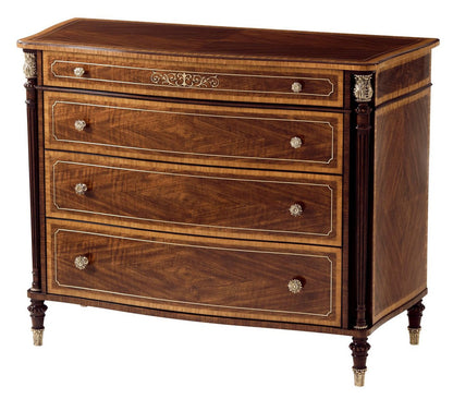 Brass Inlaid Serpentine Chest of Drawers