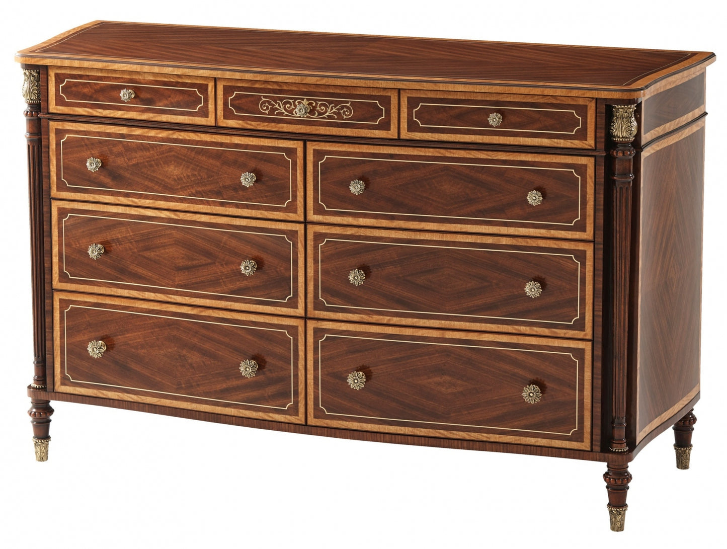 Brass Inlaid Serpentine Dressing Chest