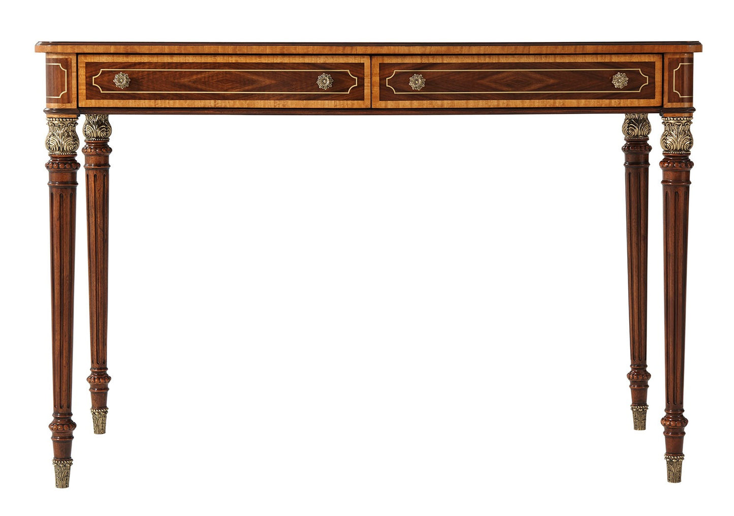 Floral Inlaid Mahogany Desk or Writing Table