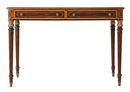 Floral Inlaid Mahogany Desk or Writing Table