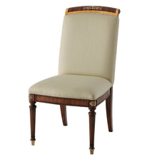 Upholstered Side Chair with Floral Brass Inlay