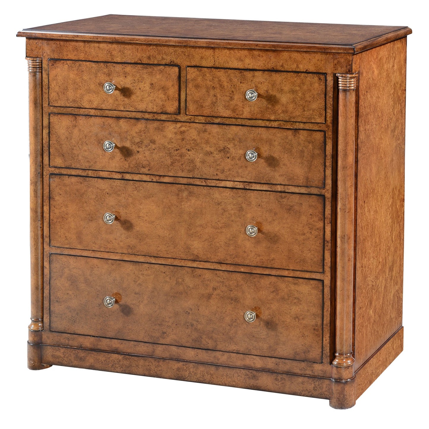 Empire Style Burr Oak 5 Drawer Dresser