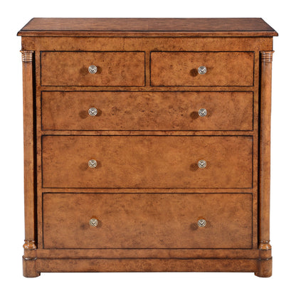 Empire Style Burr Oak 5 Drawer Dresser