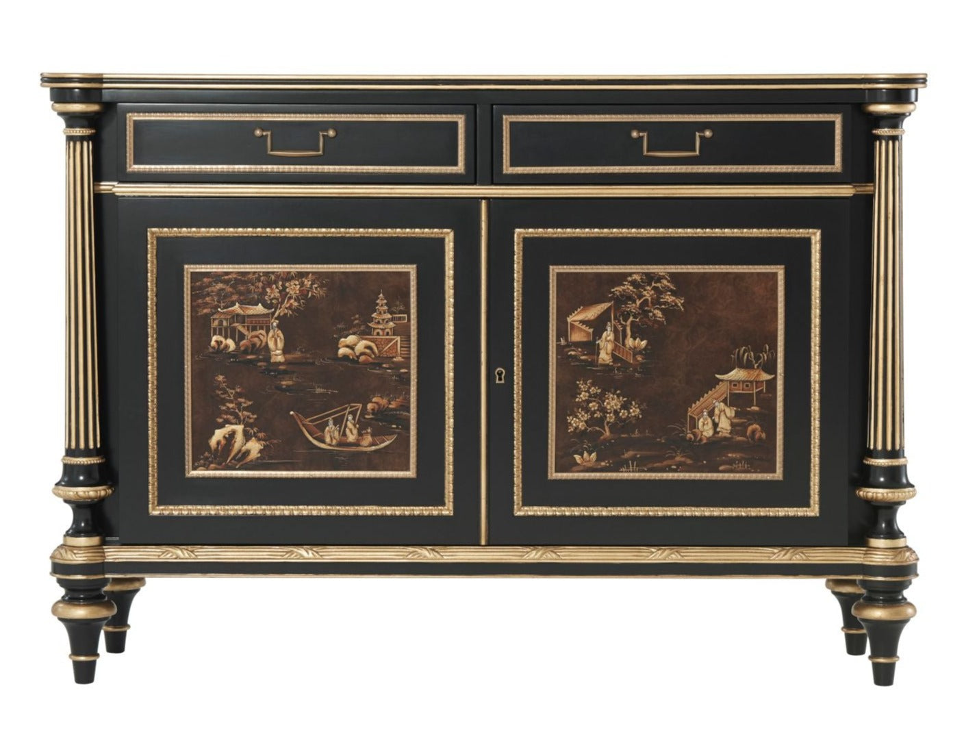 ebonised mahogany and parcel gilt Chinoiserie