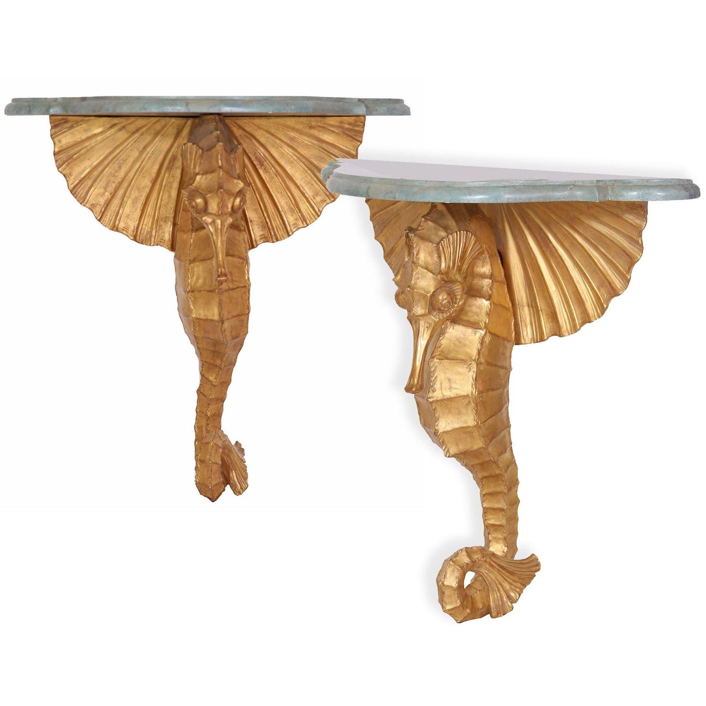 Pair of Antique Parcel Gilt Wall Brackets