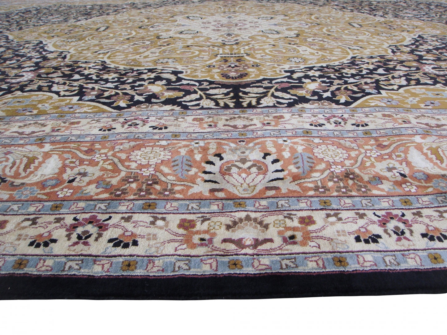 Hand Woven Indian Silk Rug - Tabriz 19thC Design