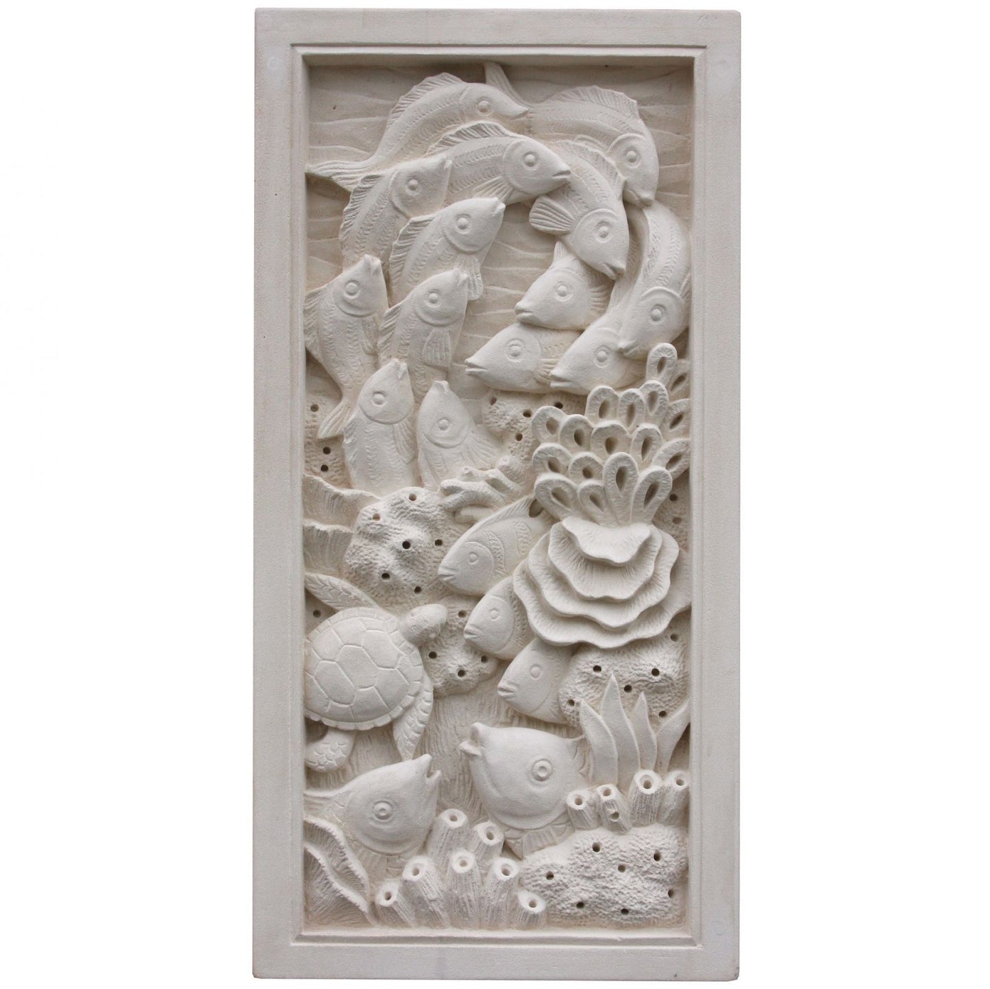 Hand Carved Coral Reef Stone Wall Plaque