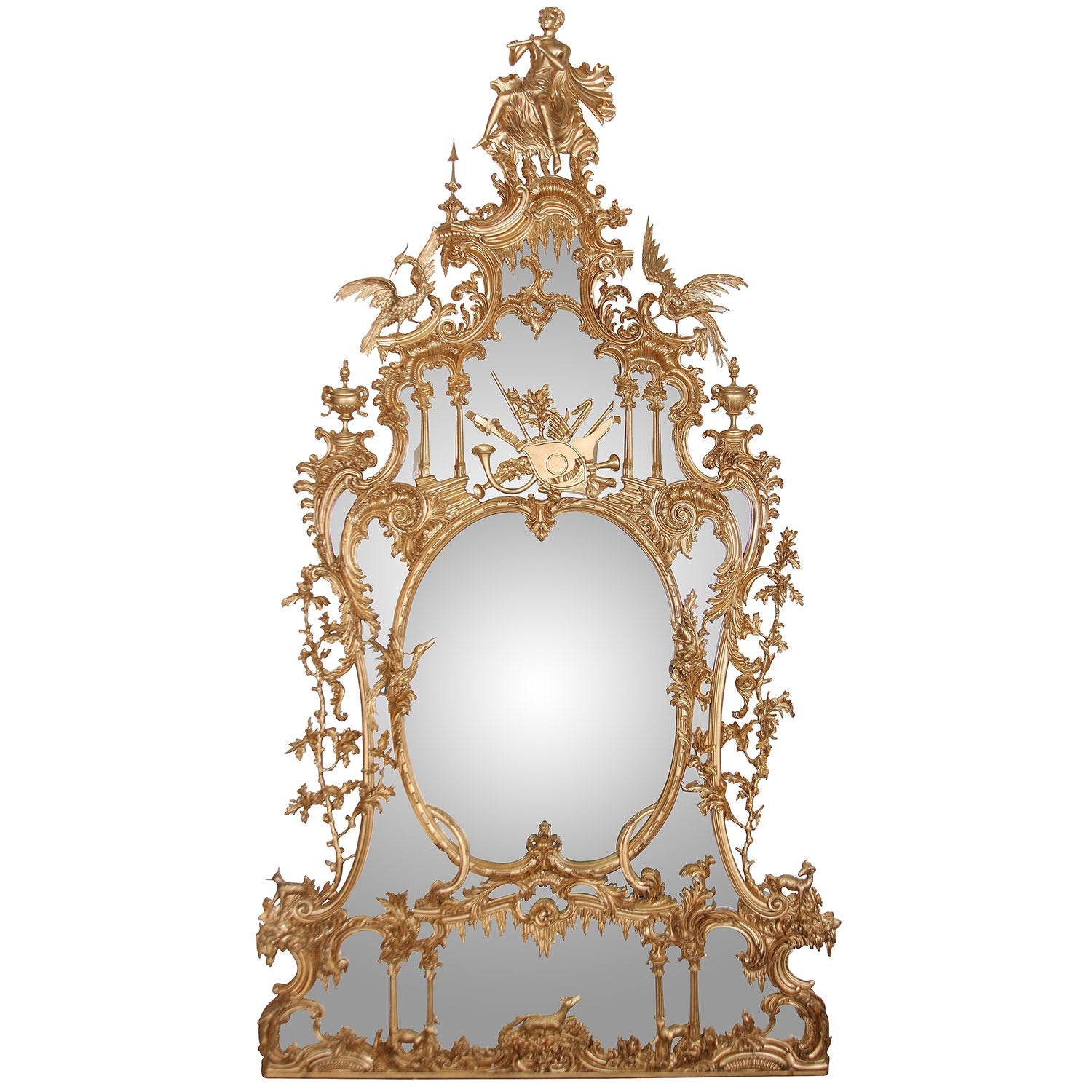 George II Style Hand Carved Giltwood Mirror