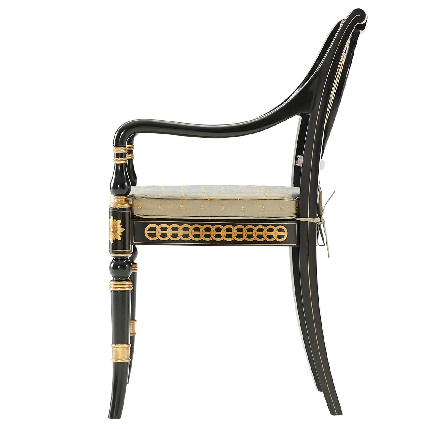 Ebonised And Parcel Gilt Arm Chair