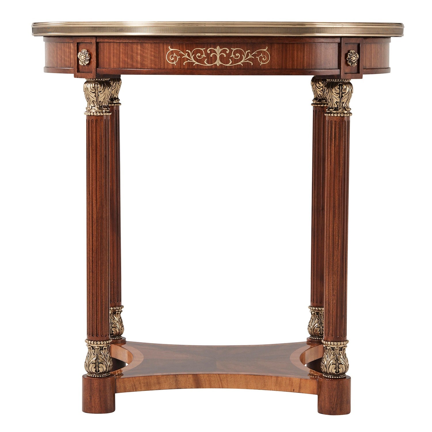 Mahogany Side Table with Floral Inlay