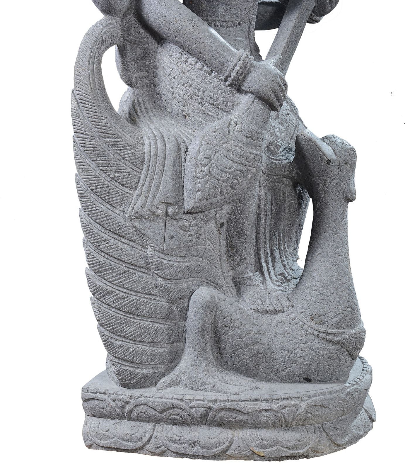 Garden stone statue of hindu goddess Saraswati