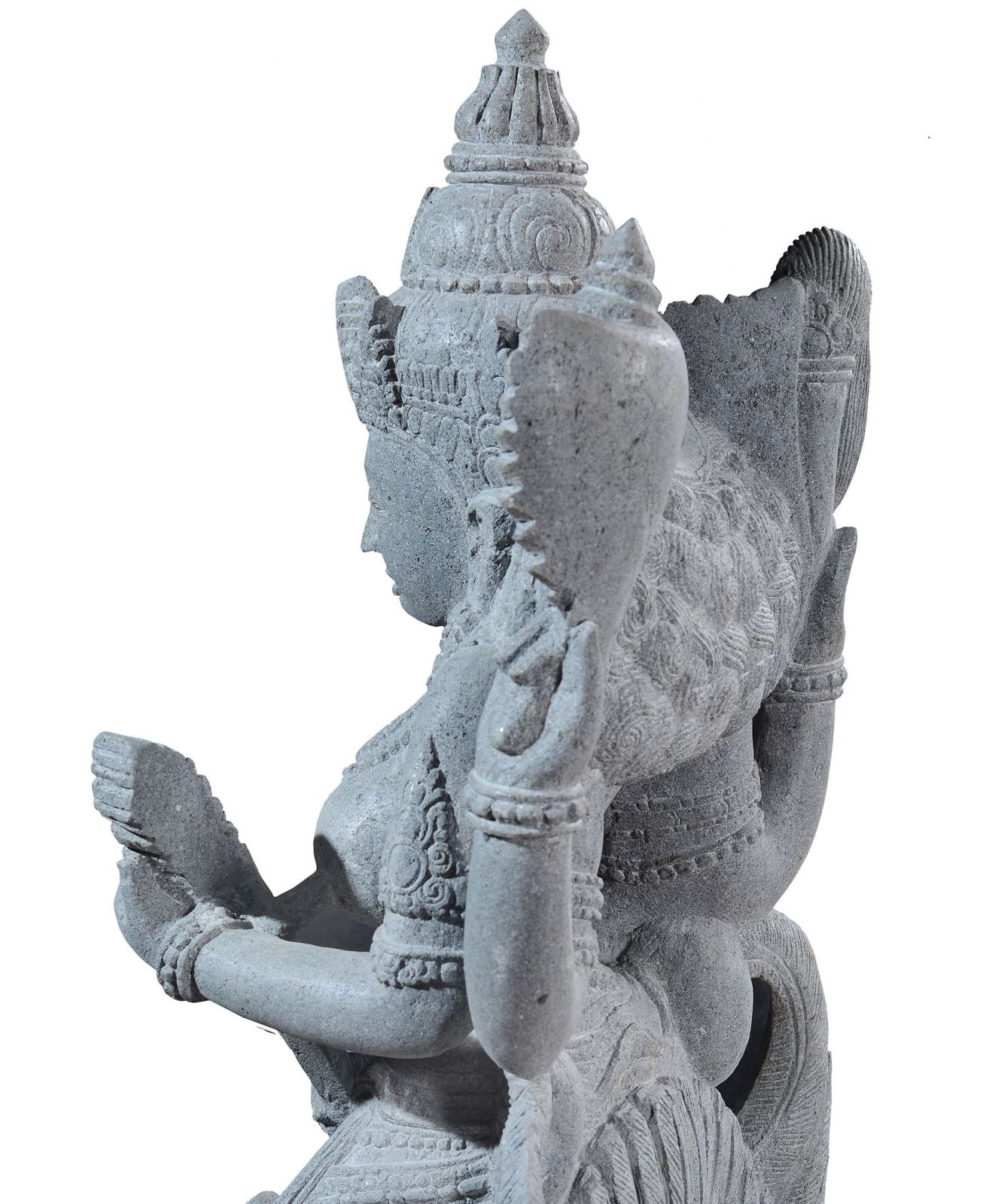 Garden stone statue of hindu goddess Saraswati