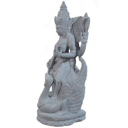 Garden stone statue of hindu goddess Saraswati