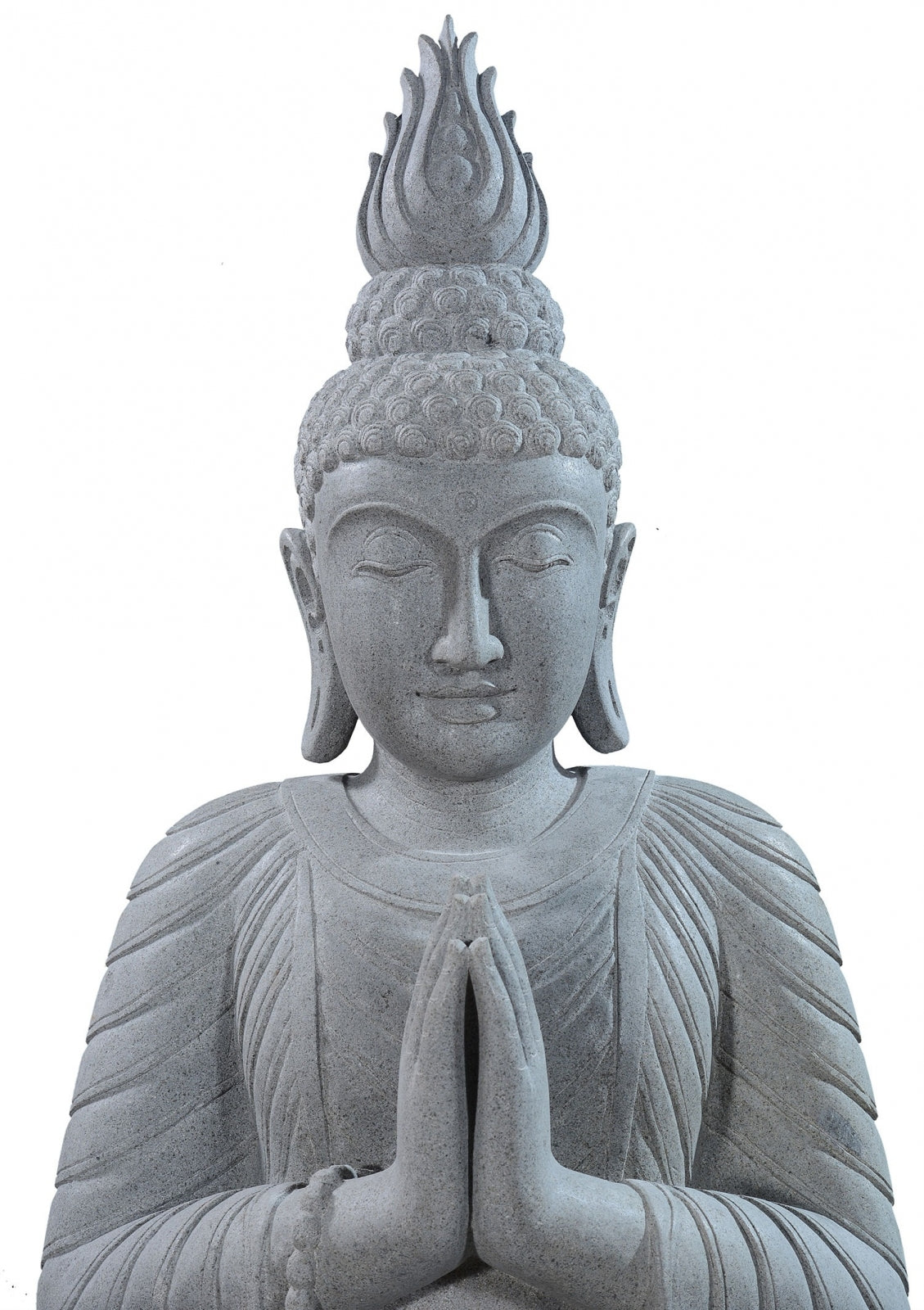 Large stone garden statue of a Buddha in full lotus position