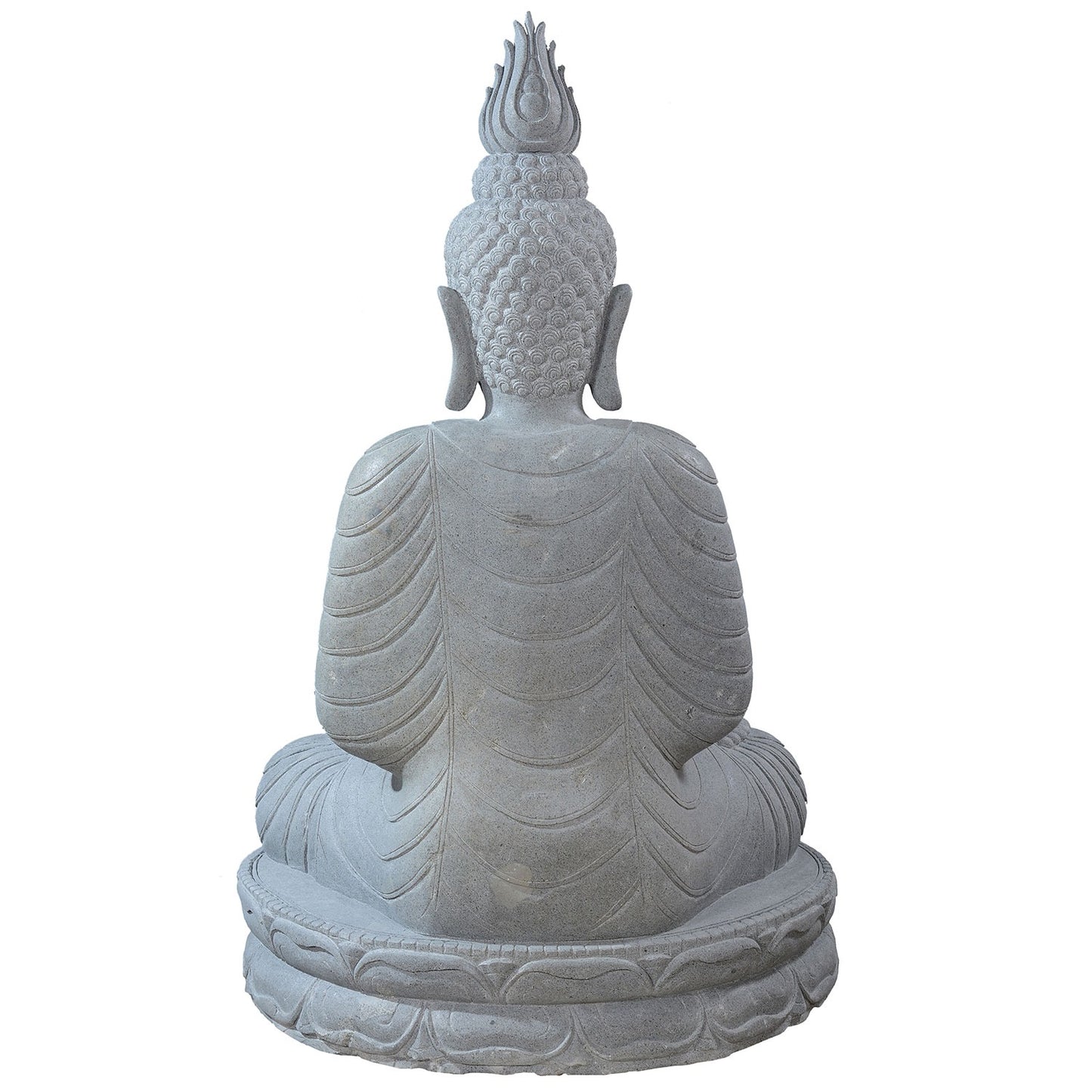 Large stone garden statue of a Buddha in full lotus position