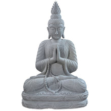 Large stone garden statue of a Buddha in full lotus position