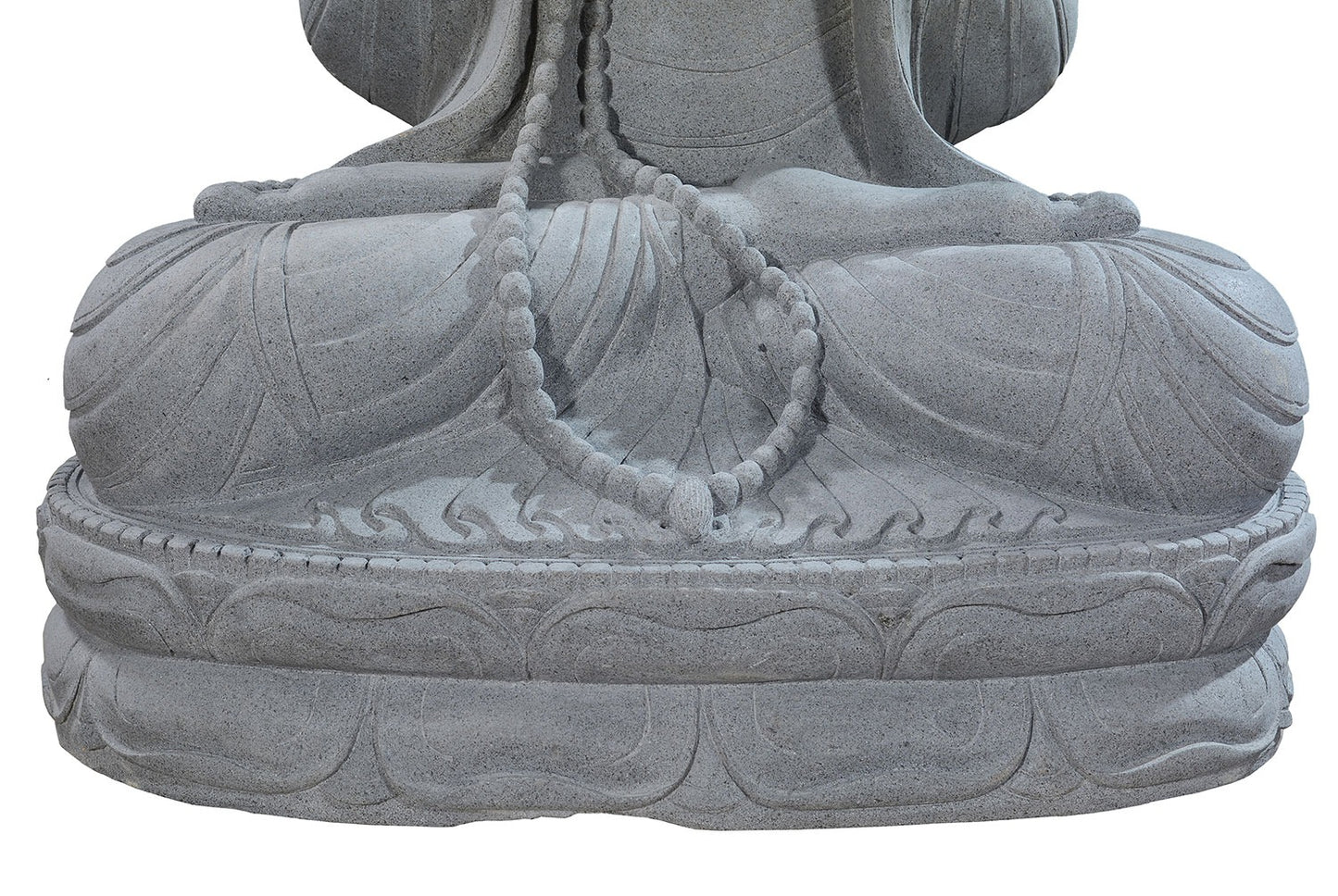 Large stone garden statue of a Buddha in full lotus position