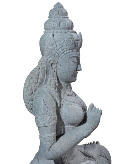 Large garden Stone statue of sitting Dewi Sri - Goddess of the earth