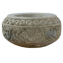 Large round stone planter, hand carved