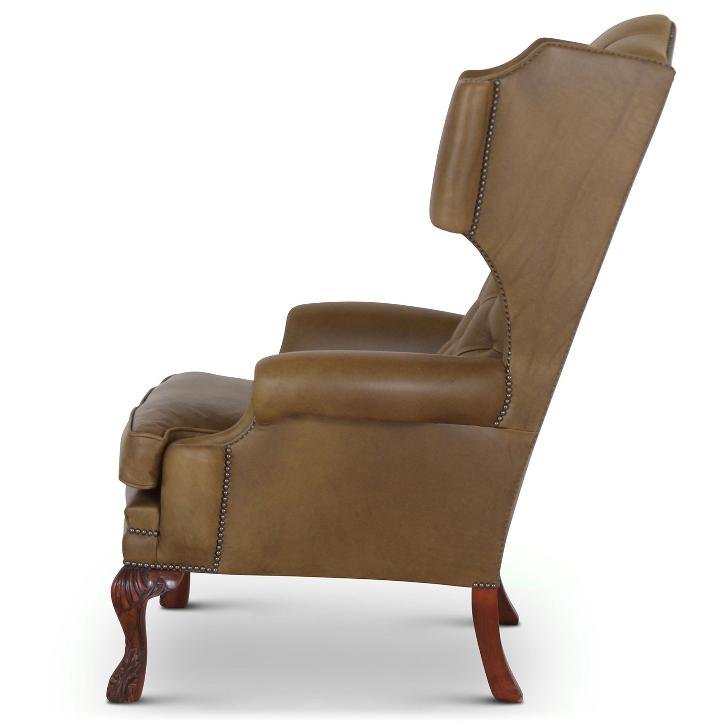 Elizabethan leather wingchair handmade