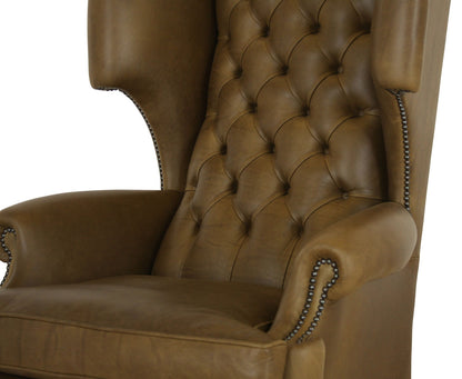 Elizabethan leather wingchair handmade