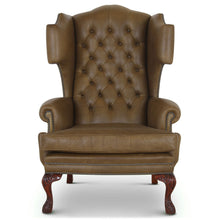 Elizabethan leather wingchair handmade