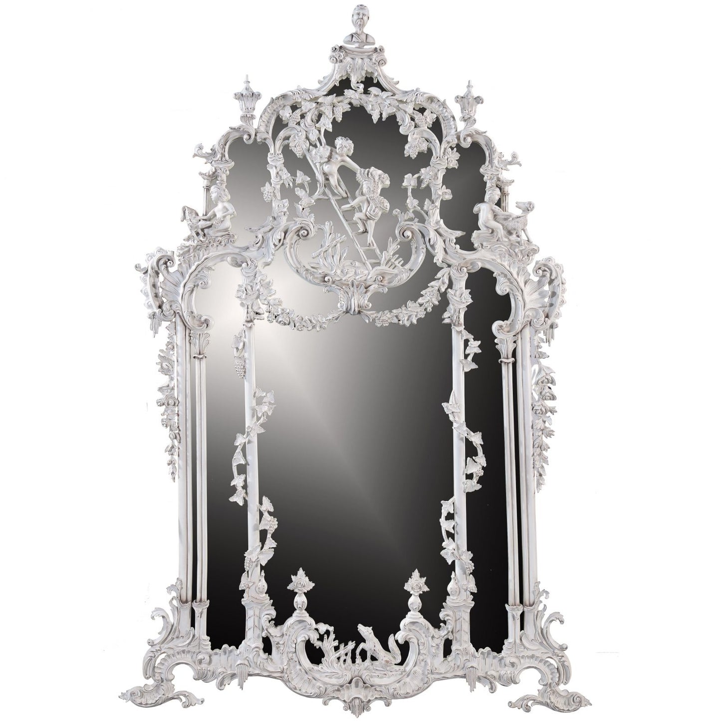 Thomas Johnson Style Mirror in an Aged White Finish