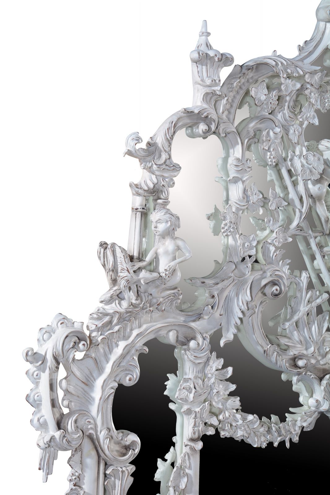 Thomas Johnson Style Mirror in an Aged White Finish