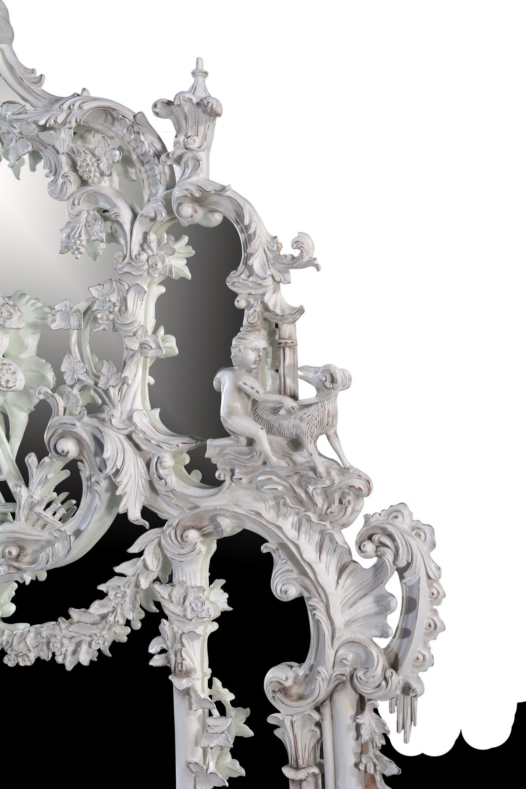 Thomas Johnson Style Mirror in an Aged White Finish