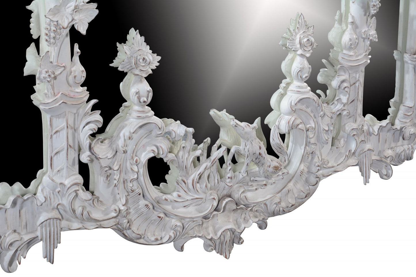 Thomas Johnson Style Mirror in an Aged White Finish