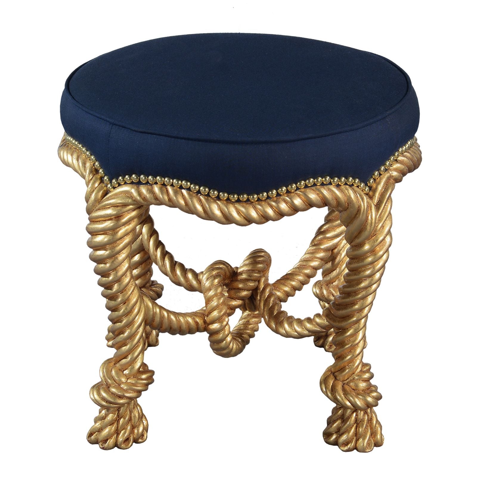 giltwood handcarved circular footstool