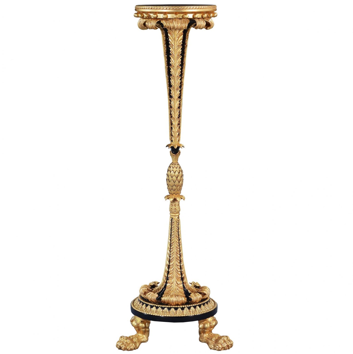 Ebonised Mahogany & Giltwood Pineapple Torchere