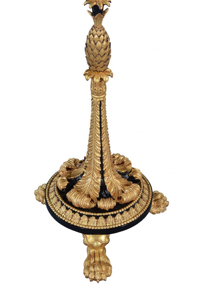 Ebonised Mahogany & Giltwood Pineapple Torchere