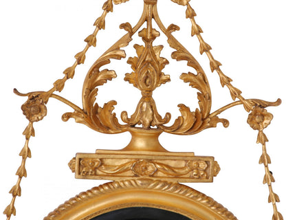 Water Gilded Oval Mirror with Bell Flowers