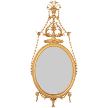 Water Gilded Oval Mirror with Bell Flowers