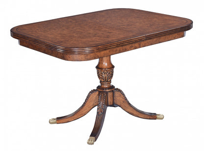 Burr Oak Single Pedestal Extending Dining Table