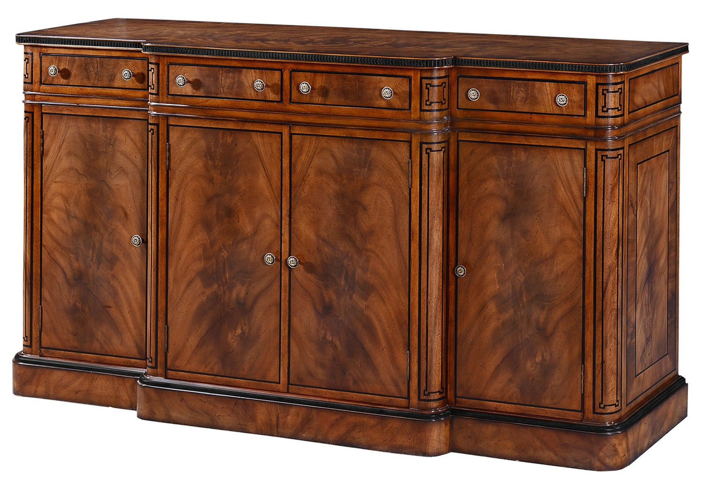 Thomas Hope Style Ebonised Mahogany Breakfront Sideboard