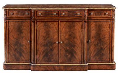 Thomas Hope Style Mahogany Gilded Breakfront Sideboard