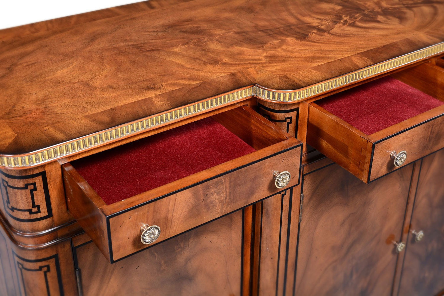 Thomas Hope Style Mahogany Gilded Breakfront Sideboard