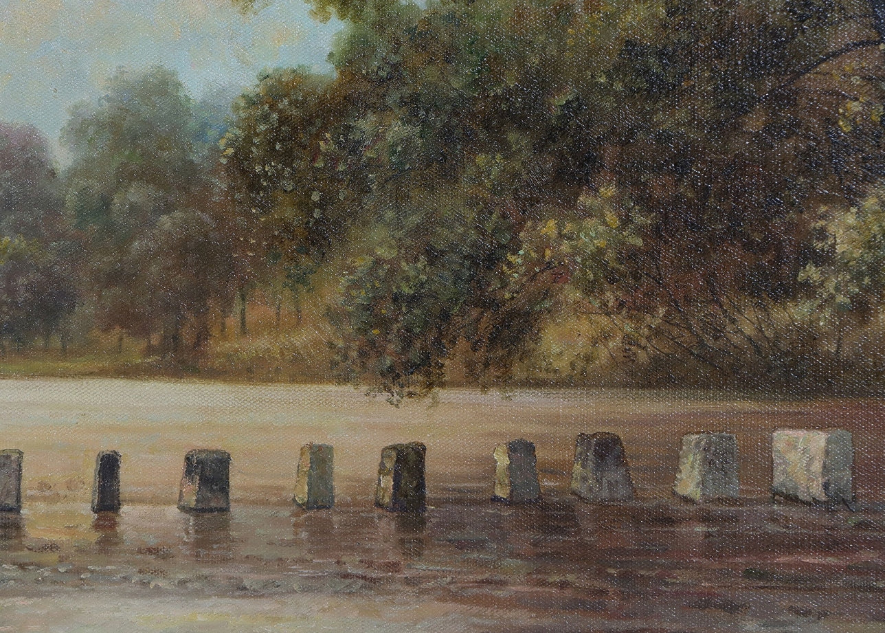 Ambleside Stepping Stones 1888 Original Oil Painting